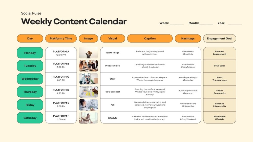 content calendar