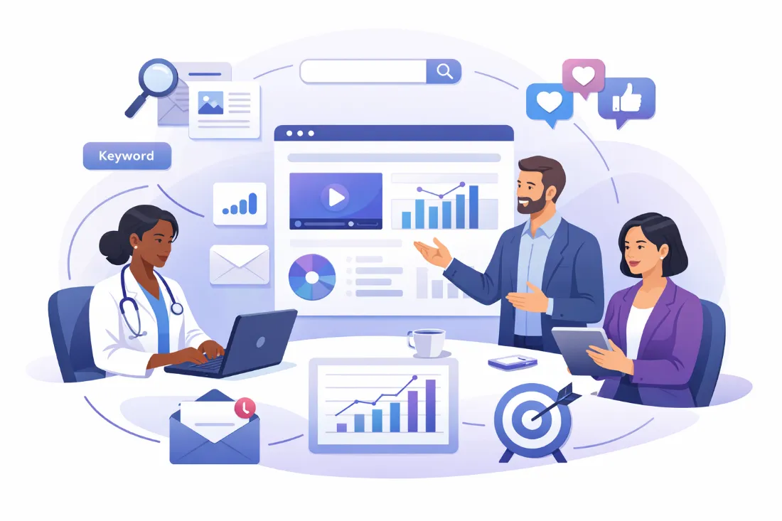 Different content marketing types and digital channels